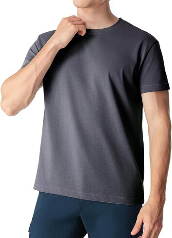 Men's Casual T Shirts, Stretch Cotton Basic Tee, Crew-Neck and Henley Breathable Summer Short Sleeve Shirts in Saudi Arabia