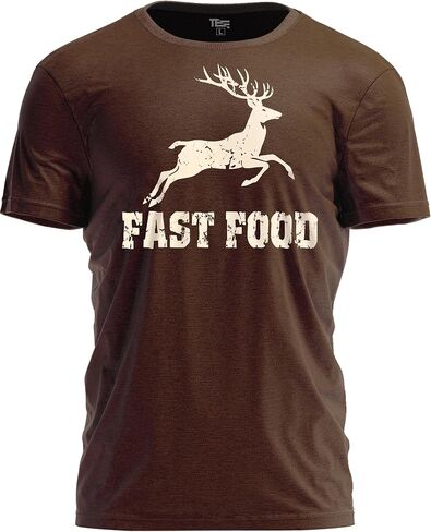 TeeUnion Funny Fast Food Hunting T-Shirt – Deer Season Gift Humor Graphic Tee for Hunters in Saudi Arabia
