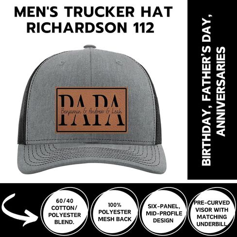 Papa Gifts from Grandkids, Grandchildren, Granddaughter - Personalized Papa Fathers Day Hats Customized - Custom Hats with Kids Names - Best Papa Gifts - Christmas Stocking Stuffer for Him in Saudi Arabia