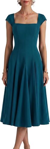 OXP Women's 2026 Summer Elegant Square Neck Cap Sleeve Midi Cocktail Semi Formal Dress for Wedding Guest Evening Party in Kuwait