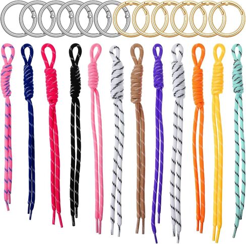 12 PCS Paracord Keychain Bag Charms, Colorful Braided Rope Keychains with Metal Rings, Handmade Polyester Cord Bag Charm Accessories for Purse Handbag Backpack Y2k Hanging Ornament in Saudi Arabia