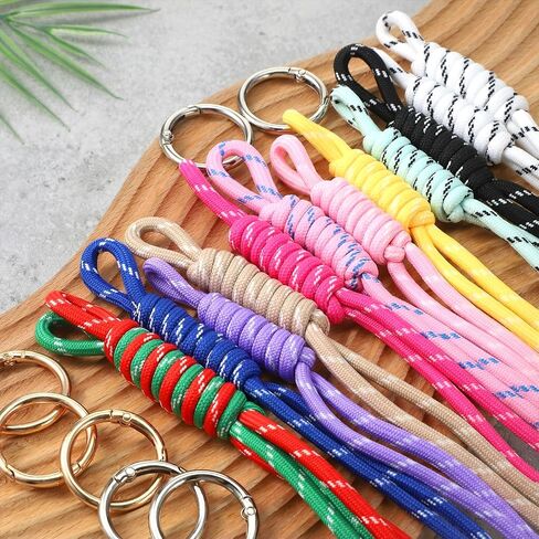 12 PCS Paracord Keychain Bag Charms, Colorful Braided Rope Keychains with Metal Rings, Handmade Polyester Cord Bag Charm Accessories for Purse Handbag Backpack Y2k Hanging Ornament in Saudi Arabia
