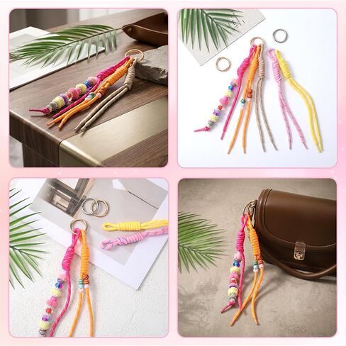 12 PCS Paracord Keychain Bag Charms, Colorful Braided Rope Keychains with Metal Rings, Handmade Polyester Cord Bag Charm Accessories for Purse Handbag Backpack Y2k Hanging Ornament in Saudi Arabia