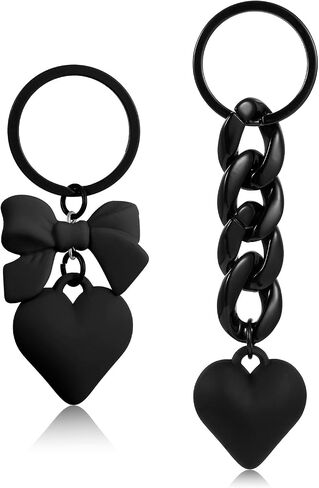 Heart Keychain for Women, 2 Pcs Black Acrylic Bow Keychain Cute Bag Accessories Charms Locket Keychains in Kuwait