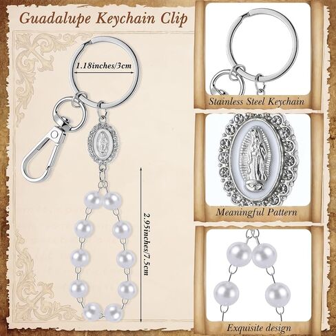 Nosiny 12 Sets Virgin of Guadalupe Gifts Guadalupe Keychain with Rosary Beads with Catholic Prayer Cards Fathers Day Gift First Communion Gift Baptism Party Favors for Guests in Kuwait