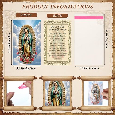 Nosiny 12 Sets Virgin of Guadalupe Gifts Guadalupe Keychain with Rosary Beads with Catholic Prayer Cards Fathers Day Gift First Communion Gift Baptism Party Favors for Guests in Kuwait