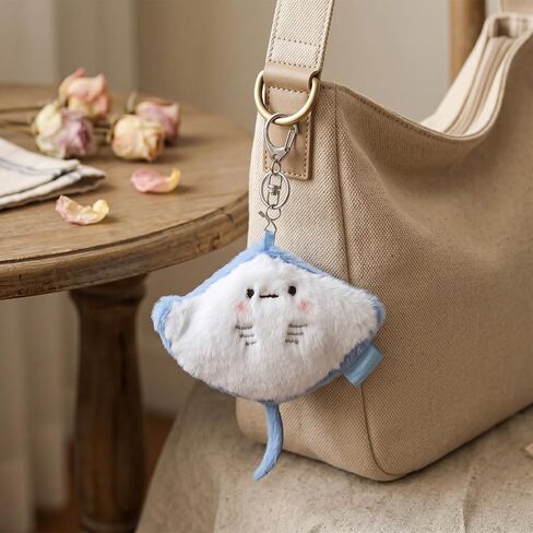 Cute Stingray Plush Keychain – Soft Sea Creature Bag Charm for Backpack Purse Keys, Mini Stuffed Animal Pendant, Ocean Themed Gift for Beach Lovers Young Adults in Saudi Arabia