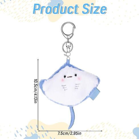 Cute Stingray Plush Keychain – Soft Sea Creature Bag Charm for Backpack Purse Keys, Mini Stuffed Animal Pendant, Ocean Themed Gift for Beach Lovers Young Adults in Saudi Arabia