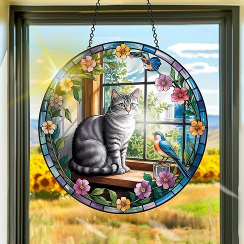 Colorful Acrylic Cactus Suncatcher, Sun Catchers Indoor Window Hanging Decoration, Rainbow Maker Wall Art, Living Room Bedroom Balcony Outdoor Garden Ornaments Decor 7.8x7.8 Inch-15 in Kuwait