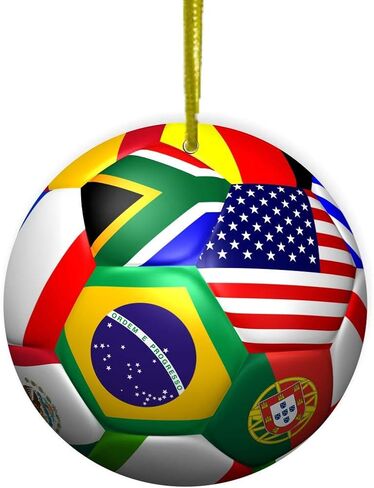 Sam Sandor - World Cup Soccer Ball - Round Ceramic Ornament with String in Saudi Arabia