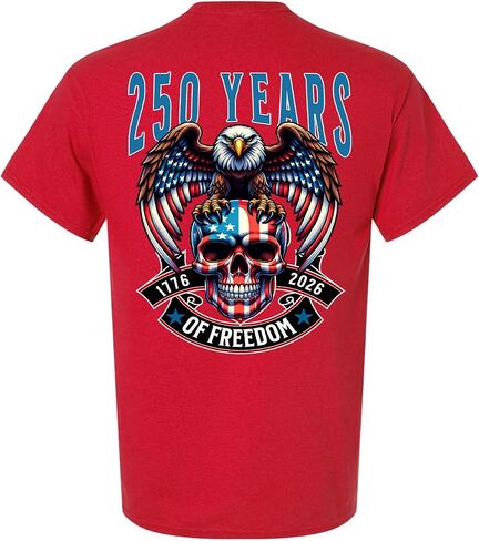 Patriot Pride Reckless Patriot Men’s Graphic T-Shirt – 250 Years of Freedom Eagle & American Flag Skull 1776–2026 Design in Kuwait