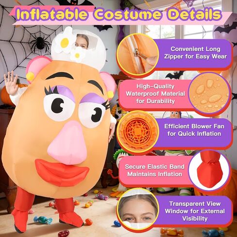 Potato Inflatable Costume Adults Women Funny Full Body Blow Up Outfit for Halloween Party Parades or Couple Cosplay in Saudi Arabia