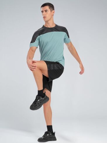 Simbora Men's 6-Piece Workout Set, Quick-Dry Athletic T-Shirts & Running Shorts, Breathable Gym Activewear for Training in Saudi Arabia