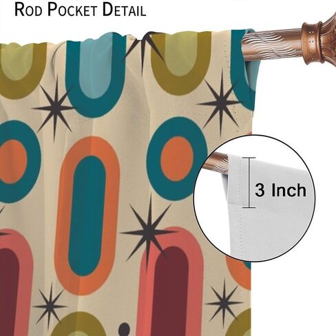 Mid Century Window Curtains,Retro Square Design Modern Style Blackout Window Curtains for Bedroom Living Room Home Set 2 Panels,42x45 Inches in Saudi Arabia
