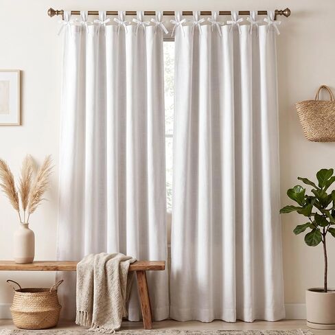 HunnmingRe 52" W x 84" L 2 Panel Bow 100% Blackout White Curtain, Modern Blackout Thermal Rod Pocket Window Curtain Noise Insulated for a Quick Nap or Night's Sleep for Bedroom or Living Room in Kuwait