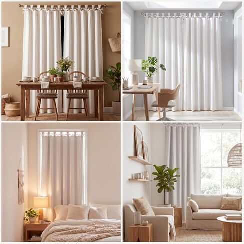 HunnmingRe 52" W x 84" L 2 Panel Bow 100% Blackout White Curtain, Modern Blackout Thermal Rod Pocket Window Curtain Noise Insulated for a Quick Nap or Night's Sleep for Bedroom or Living Room in Kuwait
