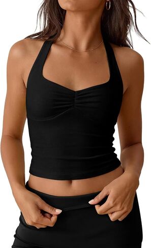 Women's Halter Tank Tops Sweetheart Neckline Crop Backless Cami Shirts 2026 Summer Going Out Y2K Tops in Saudi Arabia