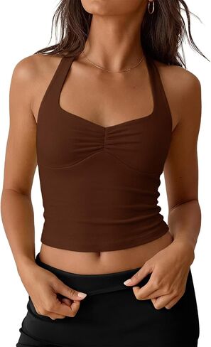 Women's Halter Tank Tops Sweetheart Neckline Crop Backless Cami Shirts 2026 Summer Going Out Y2K Tops in Kuwait