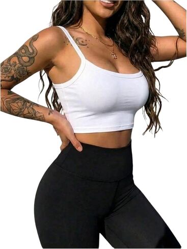 SOLY HUX Women's Cropped Camisole Spaghetti Strap Tank Top Summer Undershirts Crop Tops in Saudi Arabia