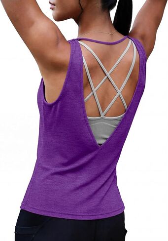 Sykooria Cotton Workout Tank Tops for Women Open Back Yoga Shirts Sleeveless Athletic Running Sports Gym Tops S-XXL in Saudi Arabia
