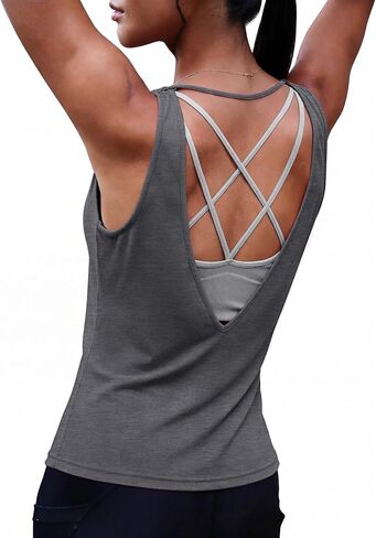 Sykooria Cotton Workout Tank Tops for Women Open Back Yoga Shirts Sleeveless Athletic Running Sports Gym Tops S-XXL in Saudi Arabia