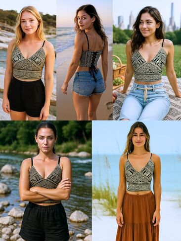 Boho Lace Up Crop Top for Women, Corset Style Boho Festival Top, Woven Ethnic Pattern Summer Crop Top, Cute Concert Outfit in Kuwait