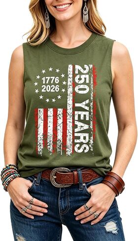 Women's 250th Anniversary America Tank Top 4th of July Sleeveless Tee Independence Day Graphic Shirt in Saudi Arabia