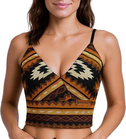 Boho Lace Up Crop Top for Women, Corset Style Boho Festival Top, Woven Ethnic Pattern Summer Crop Top, Cute Concert Outfit in Kuwait