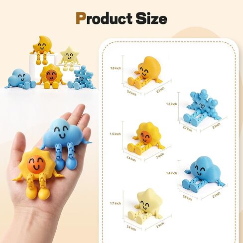 5 pcs 3D Printed Weather Buddy Computer Monitor Decor, 3D Printed Animal Decor for Stress Relief, Glow in The Dark Fidget Toys for Favors Birthday Gifts Desk Pets Office Home Decor in Saudi Arabia