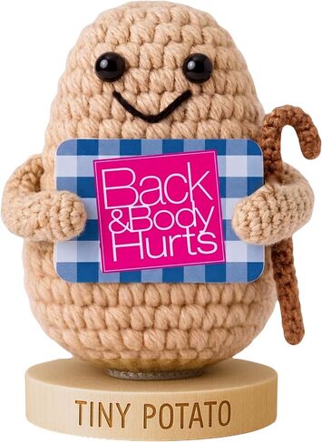 Gift for Birthday, Retirement, Get Well, or Just Because | Handmade Tiny Potato Positive Crochet Holding a Funny Back and Body Hurts Sign | Cute Gag Gift Idea for Women Men Friends Coworkers in Kuwait