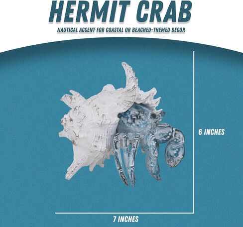 Coastal Hermit Crab Decor – Blue Nautical Beach Figurine with Shell for Shelf, Bathroom, Living Room, or Beach House Accent in Saudi Arabia