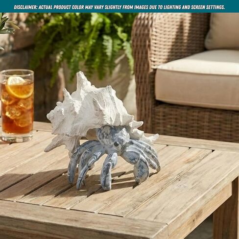 Coastal Hermit Crab Decor – Blue Nautical Beach Figurine with Shell for Shelf, Bathroom, Living Room, or Beach House Accent in Saudi Arabia