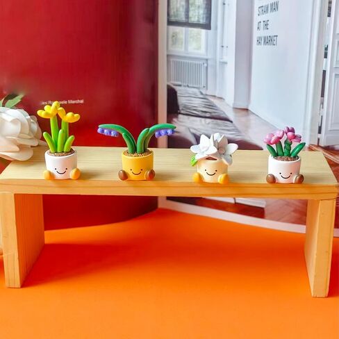4 pcs Cute Car Accessories for Women Mini Flower Pot Elf Car Dashboard Decorations Computer Monitor Plant Pot Figurine Office Desk Decor Co-Worker Gifts. in Saudi Arabia