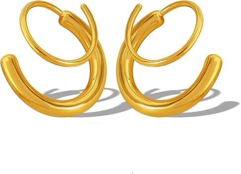 Backless Earrings for Women No Back Half Hoop Earrings Twisted Hoops Cartilage Helix Piercing Jewelry in Saudi Arabia