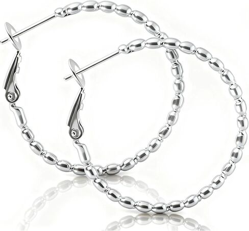 ToHeart Gold Silver Beaded Hoop Earrings with Delicate Textures Elegant Daily Wear Birthday Gift in Kuwait