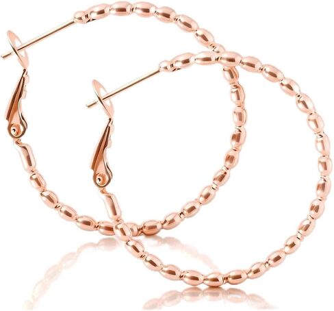ToHeart Gold Silver Beaded Hoop Earrings with Delicate Textures Elegant Daily Wear Birthday Gift in Kuwait