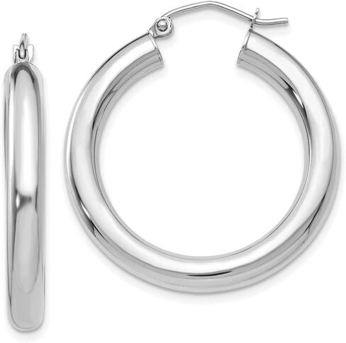 10K White Gold 4mm x 30mm Tube Hoop Earrings in Kuwait