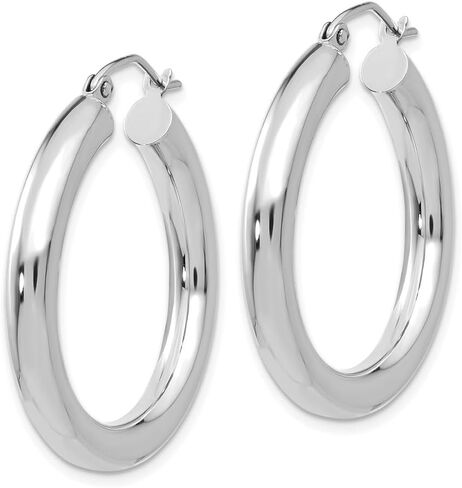 10K White Gold 4mm x 30mm Tube Hoop Earrings in Kuwait
