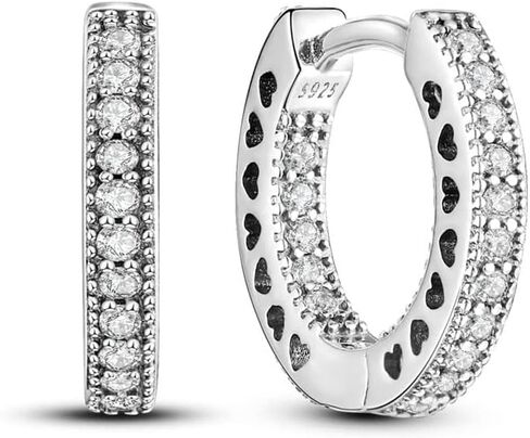 BEEUVIP 925 Sterling Silver Hoop Earrings for Women Sparkling Double Hoop Earrings Sterling Silver Hoops Cubic Zirconia Earrings in Saudi Arabia