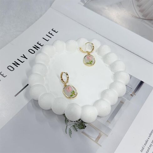 Dainty Tulip Flower Dangle Hoop Earring for Women Hypoallergenic Gold-Tone Plated Small Huggie Earrings Delicale Floral Tiny Hoop Fashion Drop Prom Wedding Engagement Statement Daily Jewelry in Kuwait