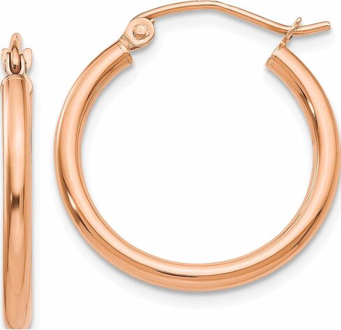 10K Rose Gold Polished 2mm Tube Hoop Earrings (21.23 X 20.08) Made In Peru 10t991 in Kuwait