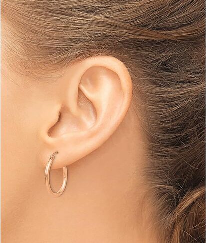 10K Rose Gold Polished 2mm Tube Hoop Earrings (21.23 X 20.08) Made In Peru 10t991 in Kuwait