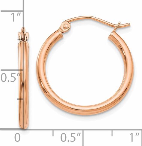 10K Rose Gold Polished 2mm Tube Hoop Earrings (21.23 X 20.08) Made In Peru 10t991 in Kuwait