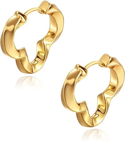 Women's Huggie Earrings-14k Gold Plated Hoop Earrings for Women-Chunky Simple Huggie Hoop Jewelry Gifts in Saudi Arabia