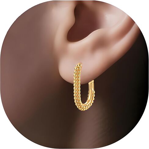 Women's Huggie Earrings-14k Gold Plated Hoop Earrings for Women-Chunky Simple Huggie Hoop Jewelry Gifts in Saudi Arabia