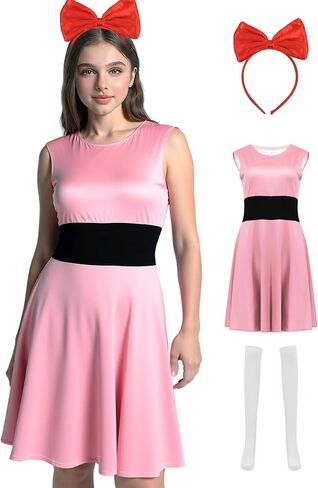 Poboola Buttercup Costume Adult Blossom Bubbles Costumes Dress Women's Halloween Ladies Character Cartoon with Accessories in Saudi Arabia
