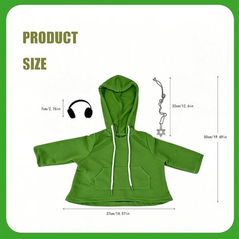 Kuriozud Porch Goose Outfit Cool Hip Hop Hoodie with Headphone and Necklace Garden Decoration Costume For 23'' Goose Status in Kuwait