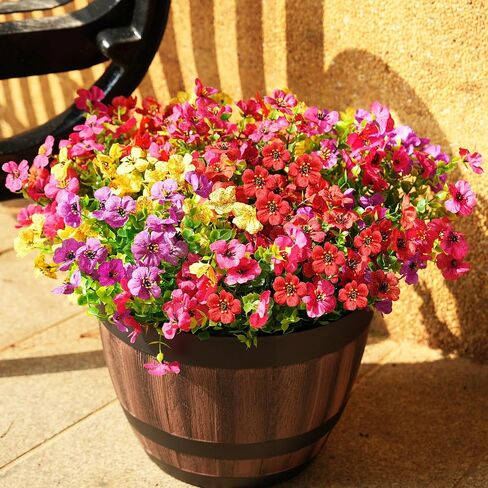 Artificial Flowers for Outdoors, UV Resistant Fake Silk Flowers | Realistic Faux Plants for Outside Indoor Porch Patio Window Box Planter Home Decor (16, Purple Pink Yellow Red) in Kuwait