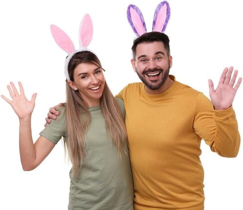 2PCS Halloween Purple Bunny Ears Headband and Red Bow Tie Accessories Set for Women, Purple Pink Rabbit Ears Head Band and Bowtie Costume for Halloween Party Cosplay Decorations in Saudi Arabia