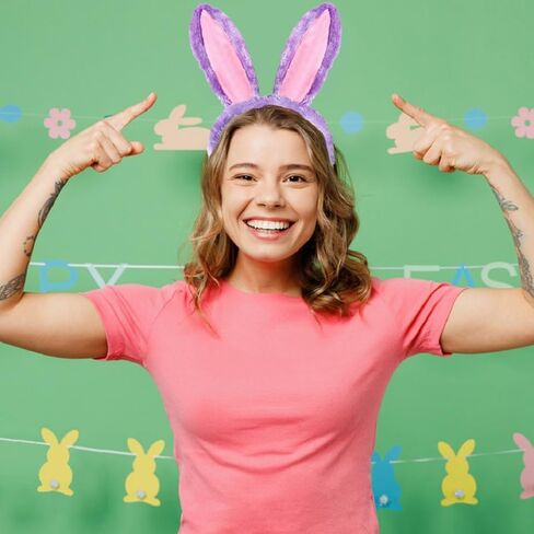 2PCS Halloween Purple Bunny Ears Headband and Red Bow Tie Accessories Set for Women, Purple Pink Rabbit Ears Head Band and Bowtie Costume for Halloween Party Cosplay Decorations in Saudi Arabia